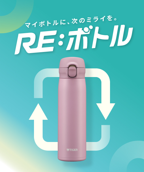 タイガーボトルのリサイクルされるイメージ。RE：ボトル