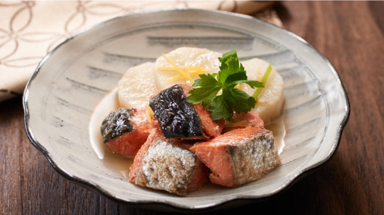 Simmered salted salmon and nagaimo (Chinese yam)