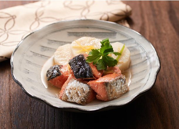 Simmered salted salmon and nagaimo (Chinese yam)